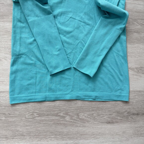 Lululemon Swiftly Tech Long Sleeve Top Shirt 2.0 Women's 10 Teal Striped EUC - Picture 4 of 11